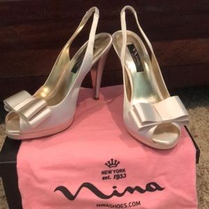Nina satin sling back heels